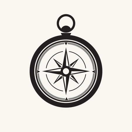 Black compass silhouette, isolated on white background.のイラスト素材