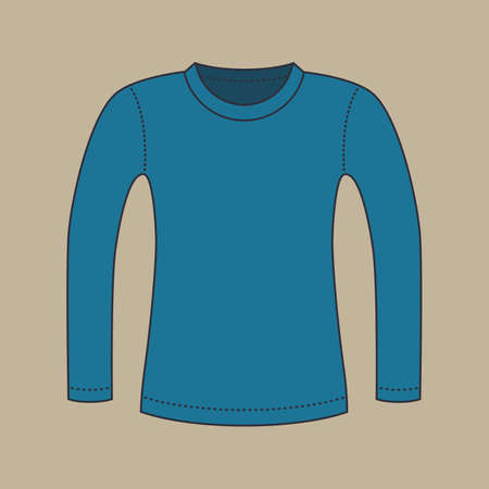 Color silhouette of a blank blue shirt with long sleeves, isolated on light grey background.のイラスト素材