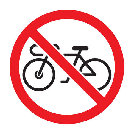 Bicycles not allowed symbol, isolated on white background.のイラスト素材
