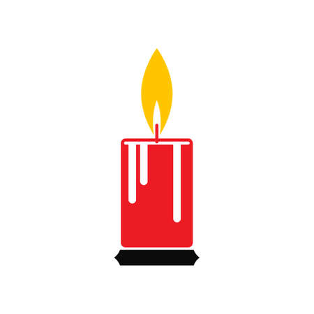 Illustration of a single candle with a flame vector illustrationのイラスト素材