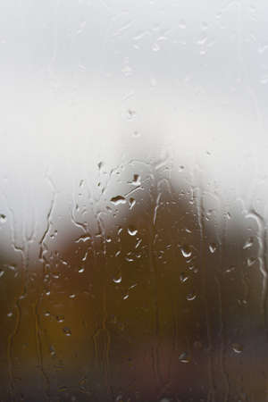 water drops on window after rain soft focusの写真素材