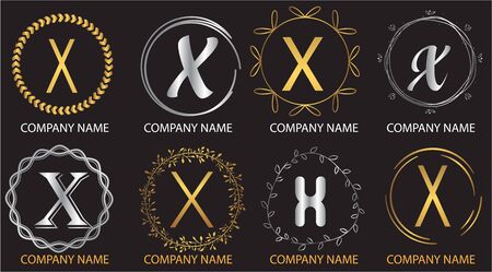 logo collections X. Logo Design Template. Initials logo setのイラスト素材