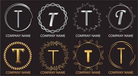 logo collections T. Logo Design Template. Initials logo setのイラスト素材