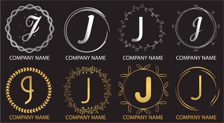 logo collections J. Logo Design Template. Initials logo setのイラスト素材