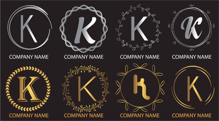 logo collections K. Logo Design Template. Initials logo setのイラスト素材
