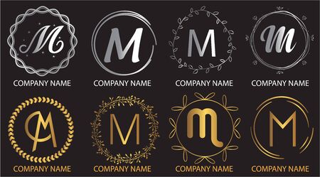 logo collections M. Logo Design Template. Initials logo setのイラスト素材