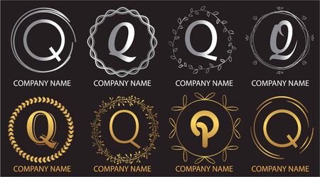 logo collections Q. Logo Design Template. Initials logo setのイラスト素材