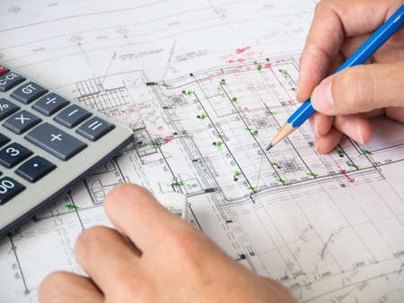 check and correction the drawing planの写真素材