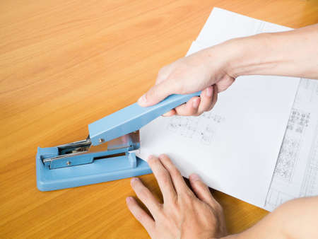 big paper staple in business tableの写真素材