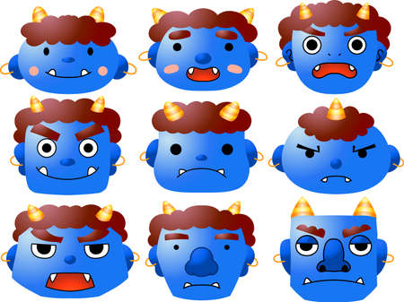This is an illustration of a demon that appears in a Japanese event called Setsubun.のイラスト素材