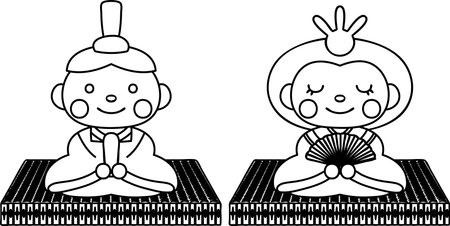 This is dolls used in Japanese festivals called Hinamatsuri.のイラスト素材