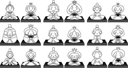 This is dolls used in Japanese festivals called Hinamatsuri.のイラスト素材
