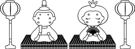 This is dolls used in Japanese festivals called Hinamatsuri.のイラスト素材