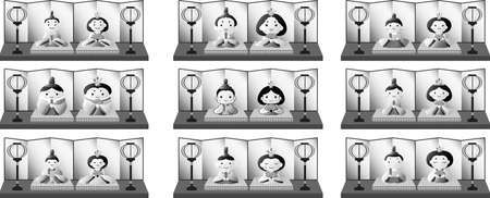 This is dolls used in Japanese festivals called Hinamatsuri.のイラスト素材