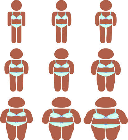 This is an illustration icon of a lady in underwear on a diet.のイラスト素材