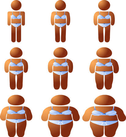 This is an illustration icon of a lady in underwear on a diet.のイラスト素材