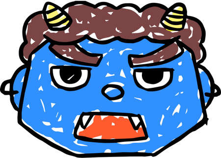 This is an illustration of a hand-painted Japanese demon.のイラスト素材
