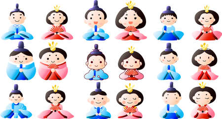 This is dolls used in Japanese festivals called Hinamatsuri.のイラスト素材