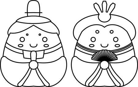 This is dolls used in Japanese festivals called Hinamatsuri.のイラスト素材