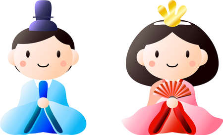 This is dolls used in Japanese festivals called Hinamatsuri.のイラスト素材