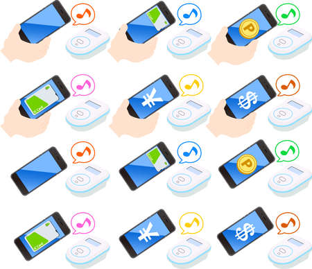 This is an illustration of the electronic money payment by Smartphone.のイラスト素材