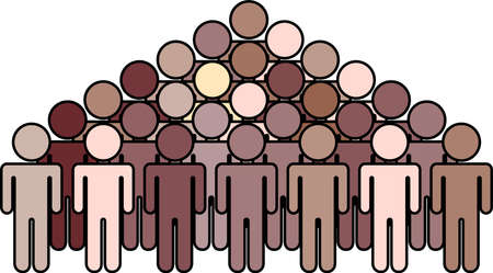 This is a silhouette icon of people of various races to line up.のイラスト素材