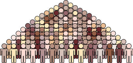 This is a silhouette icon of people of various races to line up.のイラスト素材