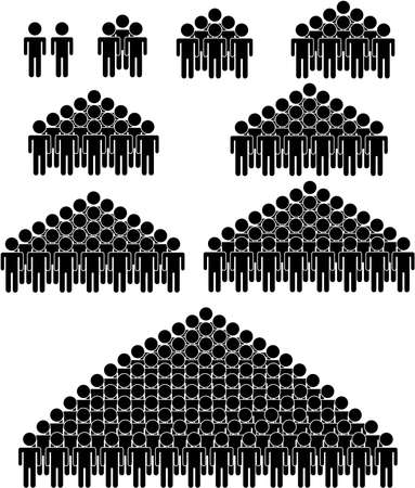 This is a silhouette icon of people of various races to line up.のイラスト素材