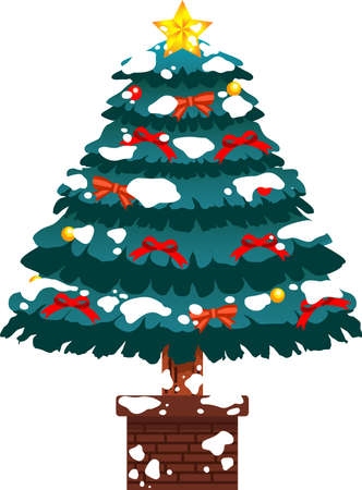 This is an illustration of a big Christmas tree in luxury.のイラスト素材
