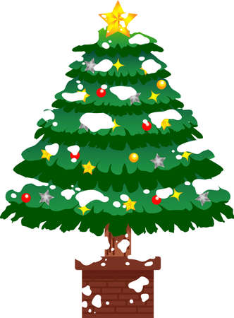 This is an illustration of a big Christmas tree in luxury.のイラスト素材