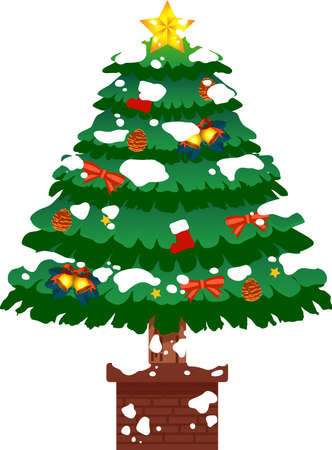 This is an illustration of a big Christmas tree in luxury.のイラスト素材