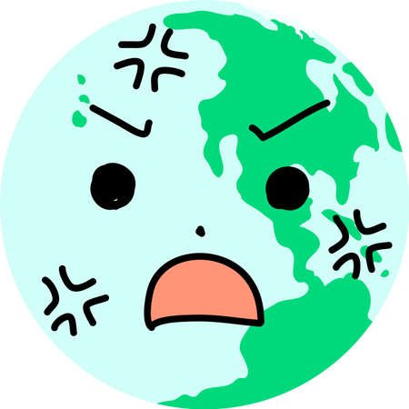 This is the character icon of the earth expressing emotions.のイラスト素材