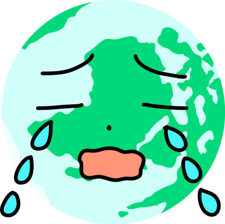 This is the character icon of the earth expressing emotions.のイラスト素材