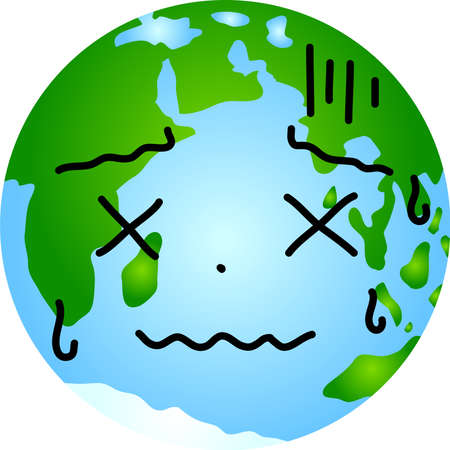 This is the character icon of the earth expressing emotions.のイラスト素材
