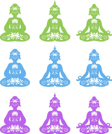This is a logo illustration of Buddha who is doing yoga.のイラスト素材