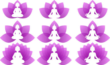 This is a logo illustration of Buddha who is doing yoga.のイラスト素材