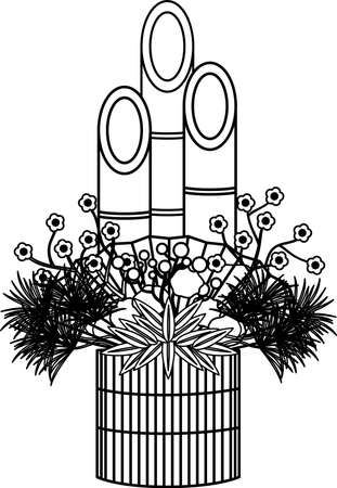 This is an illustration of Japanese New Year decoration called Kadomatsu.のイラスト素材