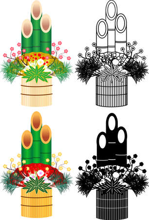 This is an illustration of Japanese New Year decoration called Kadomatsu.のイラスト素材