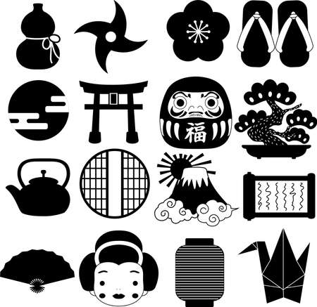 This is an illustration set of Japanese style images.のイラスト素材