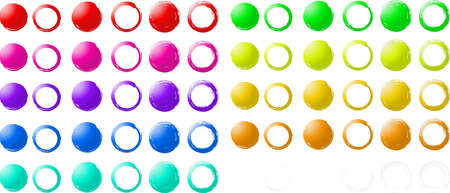 This is an illustration of a colorful circle painted with a brush.のイラスト素材
