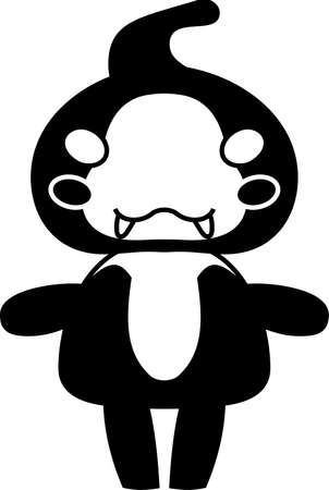 This is an illustration icon of a pretty monster.のイラスト素材