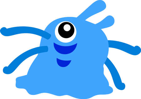 This is an illustration icon of a pretty monster.のイラスト素材