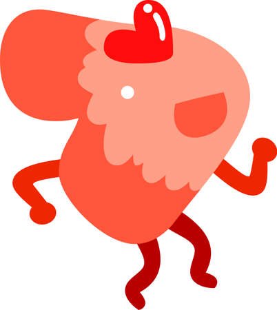 This is an illustration icon of a pretty monster.のイラスト素材