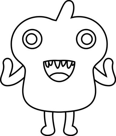 This is an illustration icon of a pretty monster.のイラスト素材
