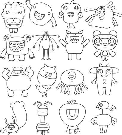 This is an illustration icon of a pretty monster.のイラスト素材