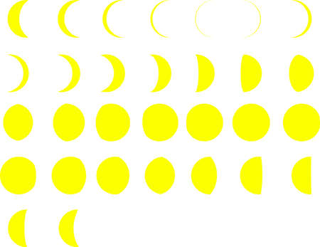 This is a simple illustration of the phases of the moon.のイラスト素材