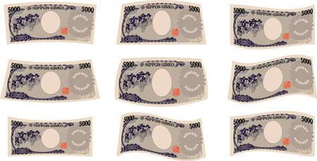 This is an illustration of a deformed 5000 yen note.のイラスト素材