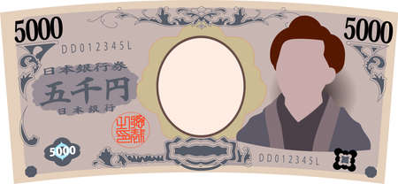 This is an illustration of a deformed 5000 yen note.のイラスト素材