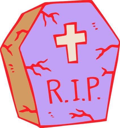 This is an illustration of a hand-drawn Western style grave.のイラスト素材