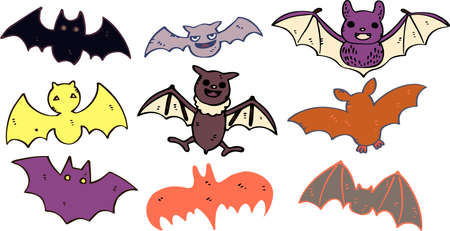 This is an illustration of a hand-painted Halloween bats.のイラスト素材